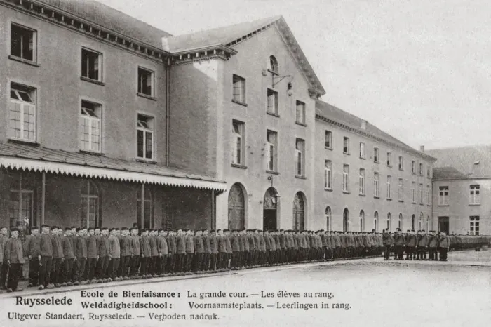 Framed Print : Ruysselede Reformatory, West Flanders - Inmates Parade Framed Print : Ruysselede Reformatory, West Flanders - Inmates Parade