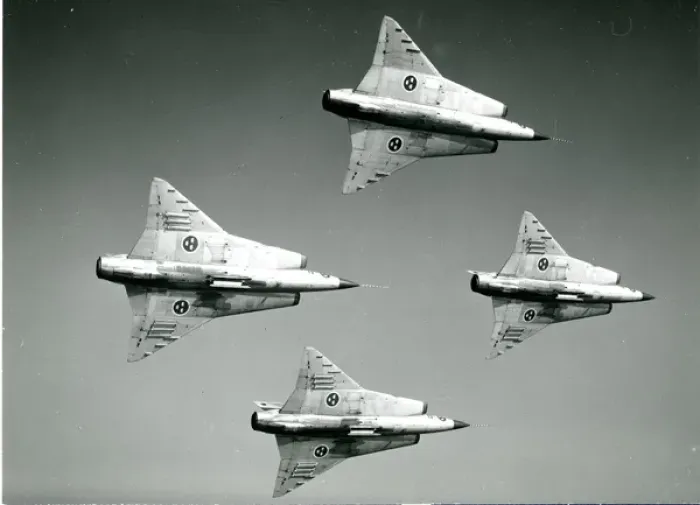Framed Print : Four Saab J35 Drakens Framed Print : Four Saab J35 Drakens