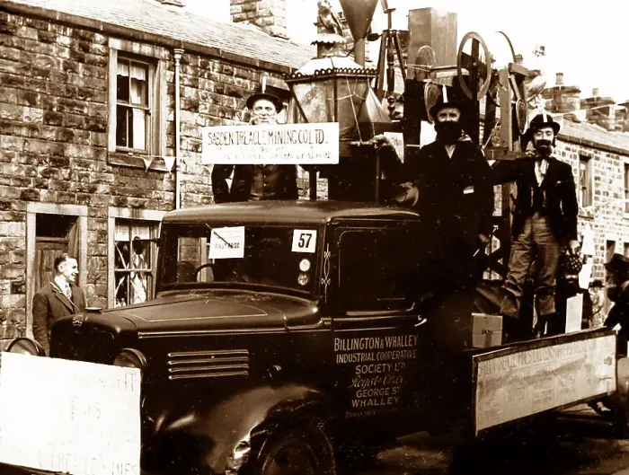 Framed Print : Sabden Treacle Miners procession float, possibly 1930s Framed Print : Sabden Treacle Miners procession float, possibly 1930s