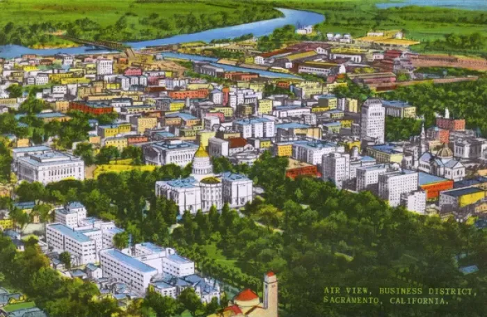 Framed Print : Sacramento, California, USA, Business District - Aerial View Framed Print : Sacramento, California, USA, Business District - Aerial View