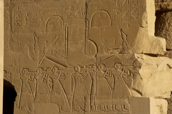 Framed Print : Sacred solar boat carried by priests. Relief. Ramesseum. Egy Framed Print : Sacred solar boat carried by priests. Relief. Ramesseum. Egy