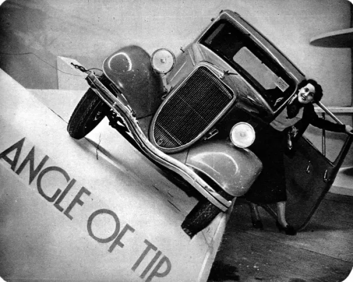Framed Print : Safe angle of tip on Ford car Framed Print : Safe angle of tip on Ford car