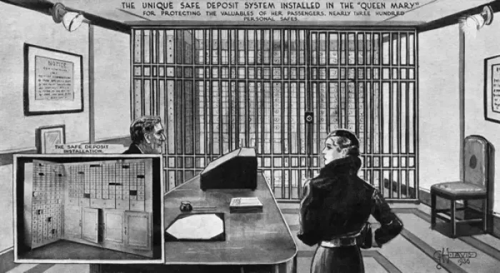 Framed Print : Safe deposits for the valuables of passengers on Queen Mary Framed Print : Safe deposits for the valuables of passengers on Queen Mary