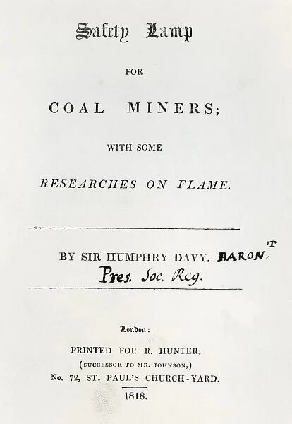 ?Safety lamp for coal miners? - Sir H D Baron