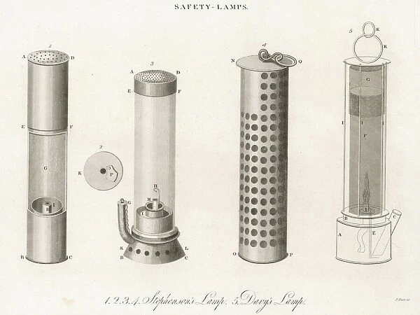 Safety Lamps  /  1826. Diagrams showing the workings of Stephensons Lamp 