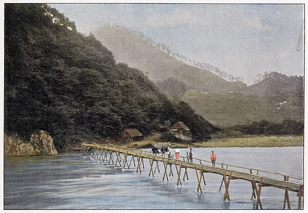 Sagami: footbridge over the Arakawa River Date: circa 1900