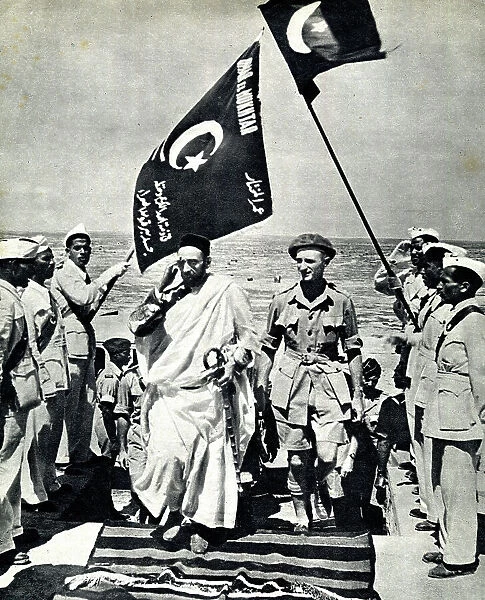 Said Al Idris Senussi of Libya returns to Ajdabiya, WW2