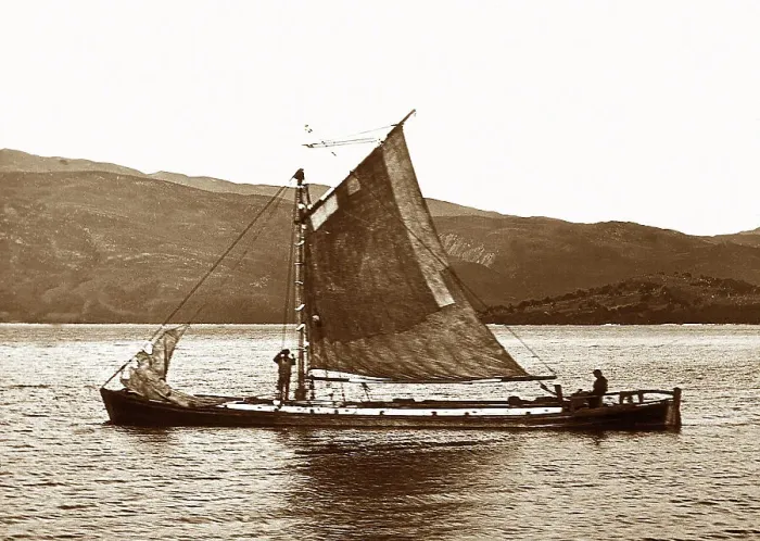 Framed Print : Sailing barge on Loch Lomond, Victorian period Framed Print : Sailing barge on Loch Lomond, Victorian period