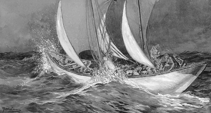 Framed Print : Sailing boat in choppy sea with crew on board Framed Print : Sailing boat in choppy sea with crew on board