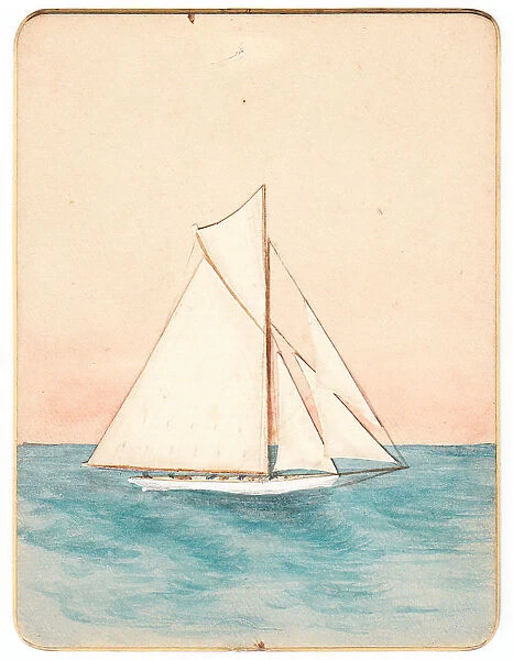 Sailing boat on a handmade greetings card