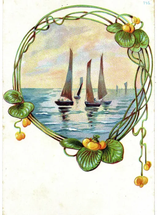 Framed Print : Sailing boats with decorative border Framed Print : Sailing boats with decorative border