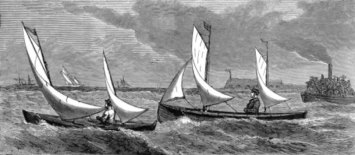 Framed Print : Sailing Canoe Race in the Solent, 1871