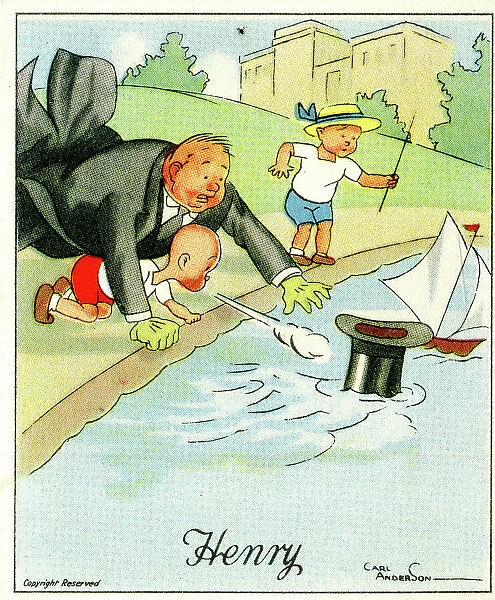 Sailing with a top hat, Henry cartoon by Carl Anderson