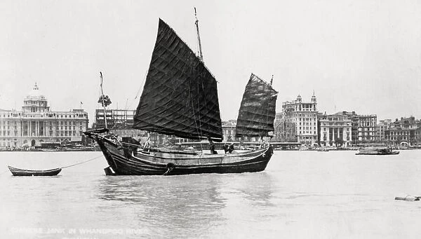 Sailing junk on the Whangpu River, Shanghai, China