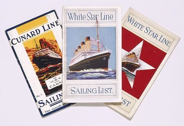 Sailing lists for White Star and Cunard Lines