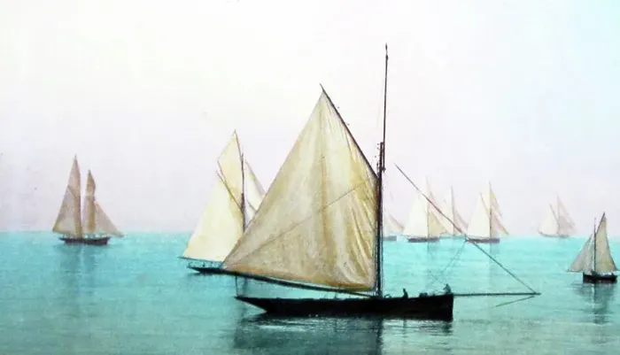 Framed Print : Sailing on the River Clyde, Scotland, Victorian period Framed Print : Sailing on the River Clyde, Scotland, Victorian period