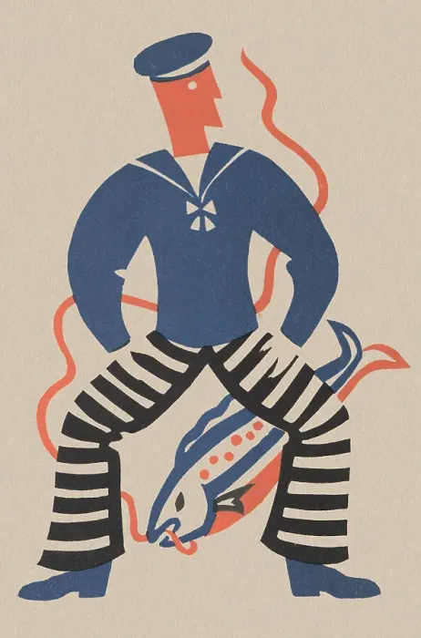 Framed Print : Sailor & Fish Framed Print : Sailor & Fish