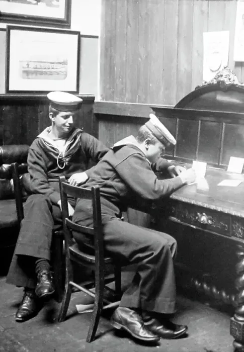 Framed Print : Sailor writing home at Royal Sailors Rest Portsmouth Framed Print : Sailor writing home at Royal Sailors Rest Portsmouth