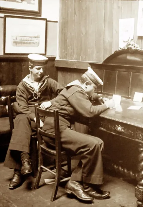 Framed Print : Sailor writing home at Royal Sailors Rest Portsmouth Framed Print : Sailor writing home at Royal Sailors Rest Portsmouth