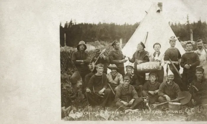 Framed Print : Sailors camping party, Virago Sound, Canada Framed Print : Sailors camping party, Virago Sound, Canada
