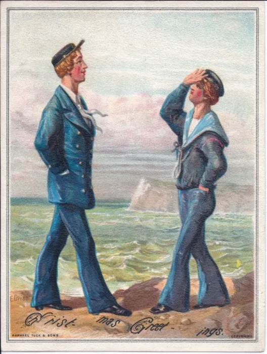 Framed Print : Two sailors on a Christmas card Framed Print : Two sailors on a Christmas card