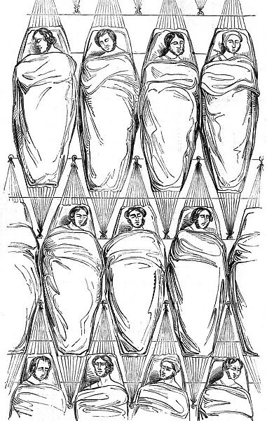 Sailors in Hammocks. Disposition of the hammocks on the lower deck of a