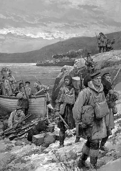 Sailors landed on a beach, WW2