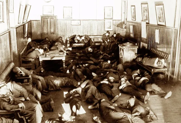 Framed Print : Sailors sleeping on floor - Royal Sailors Rest, Portsmouth Framed Print : Sailors sleeping on floor - Royal Sailors Rest, Portsmouth