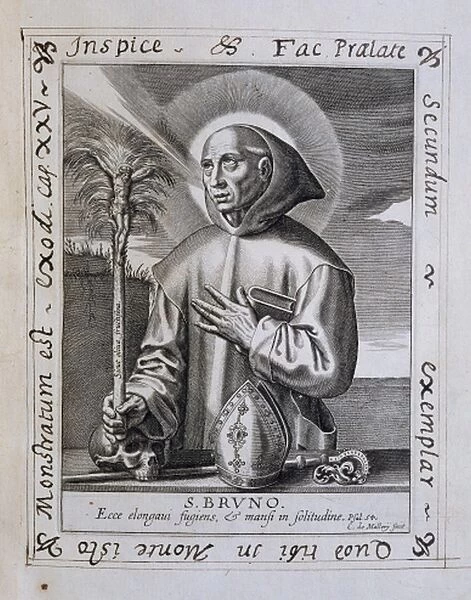 Saint Bruno of Cologne (ca. 1030-1101). Engraving