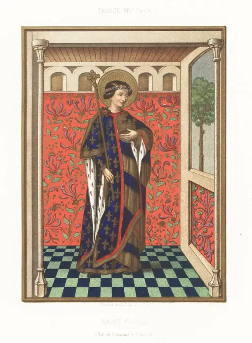 Framed Print : Saint Cloud, Merovingian prince and later hermit monk