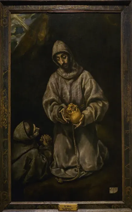 Framed Print : Saint Francis of Assisi and Brother Leo meditating on Death Framed Print : Saint Francis of Assisi and Brother Leo meditating on Death