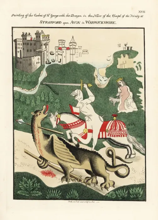 Framed Print : Saint George fighting the dragon in front Framed Print : Saint George fighting the dragon in front