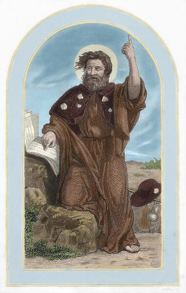 Saint James the Great (1st century-44AD). Colored engraving