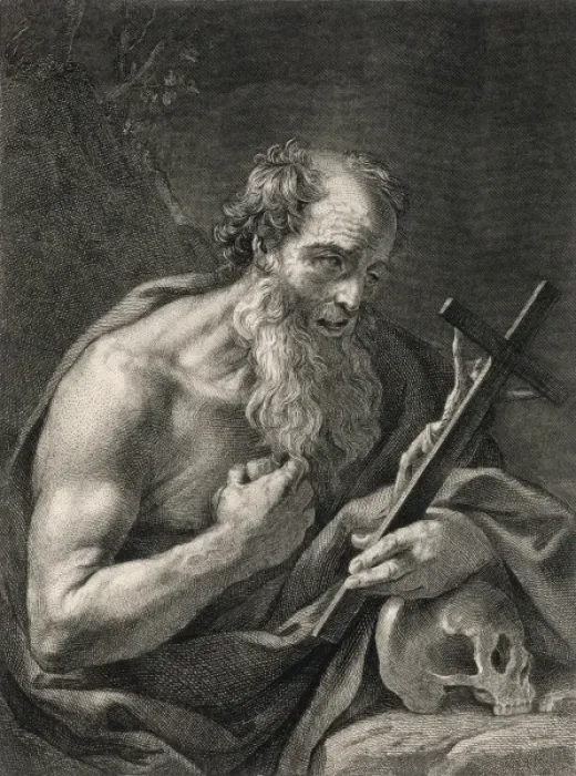 Framed Print : Saint Jerome, theologian, with crucifix and skull Framed Print : Saint Jerome, theologian, with crucifix and skull
