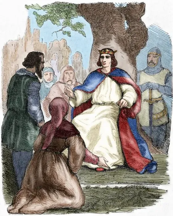 Framed Print : Saint Louis (1214-1270) administering justice under a beech Framed Print : Saint Louis (1214-1270) administering justice under a beech