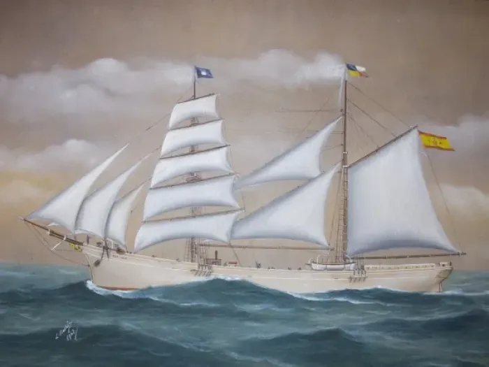 Framed Print : Saint Louis Brigantine. Painting by J. Bastida Framed Print : Saint Louis Brigantine. Painting by J. Bastida