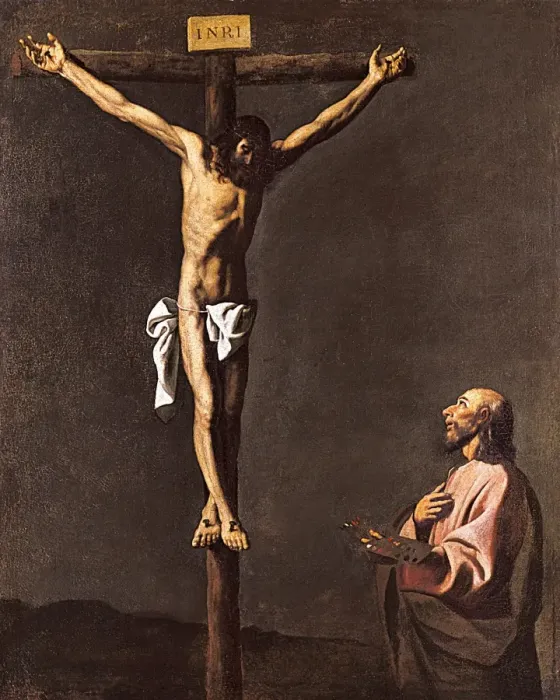 Framed Print : Saint Luke as a Painter Before Christ on the Cross Framed Print : Saint Luke as a Painter Before Christ on the Cross