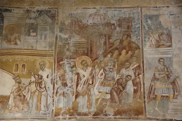 Framed Print : Saint Nicholas Church. Fresco. Mystras Framed Print : Saint Nicholas Church. Fresco. Mystras