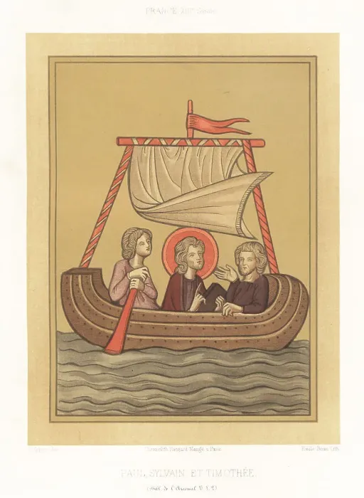 Framed Print : Saint Paul with Silas and Timothy on a sailboat Framed Print : Saint Paul with Silas and Timothy on a sailboat