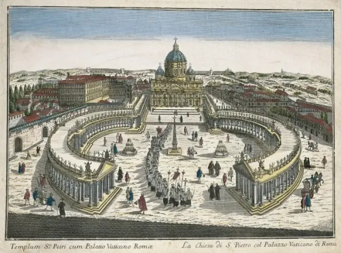 Framed Print : Saint Peters Square and Basilica in 18th c Framed Print : Saint Peters Square and Basilica in 18th c