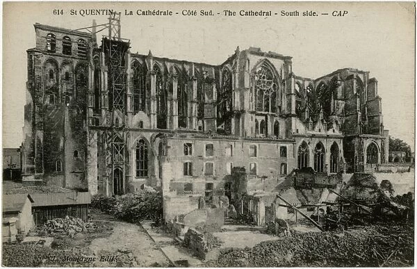 Saint Quentin, France - Cathedral after bombing, WW1