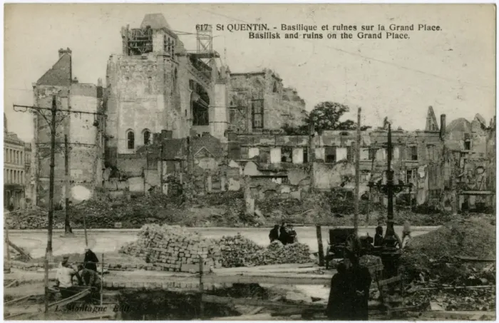 Framed Print : Saint Quentin, France - Cathedral after bombing, WW1 Framed Print : Saint Quentin, France - Cathedral after bombing, WW1