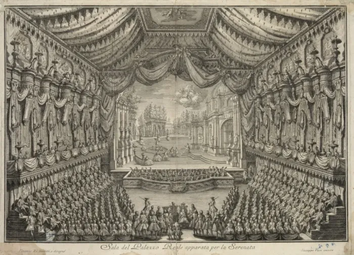 Framed Print : Sala del Palazzo Reale apparata per la Serenata Framed Print : Sala del Palazzo Reale apparata per la Serenata