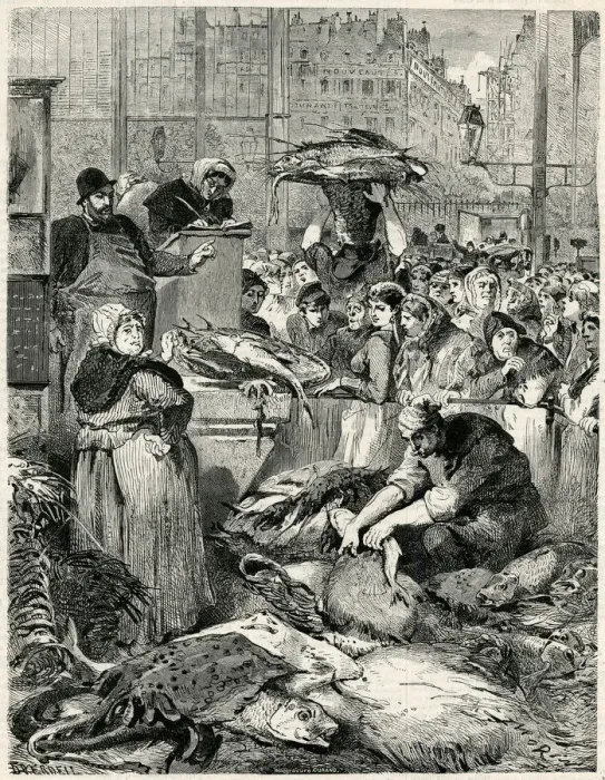Framed Print : Sale of the fish 1869 Framed Print : Sale of the fish 1869