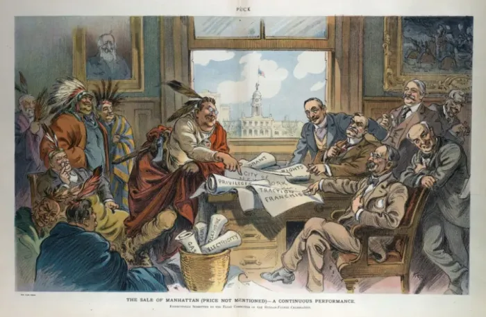 Framed Print : The sale of Manhattan (price not mentioned) - a continuous p Framed Print : The sale of Manhattan (price not mentioned) - a continuous p