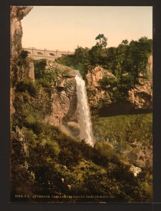 Framed Print : Salins waterfall, near de Mauriac, Auvergne Mountains, Franc Framed Print : Salins waterfall, near de Mauriac, Auvergne Mountains, Franc