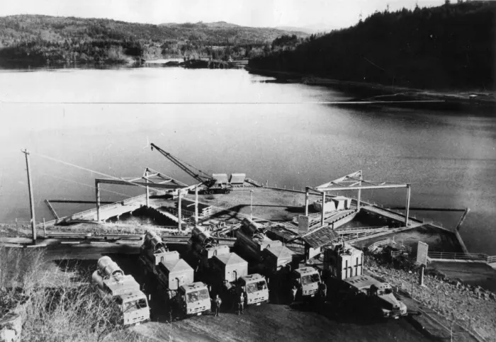 Framed Print : A salmon farm, U. S. A. Date: late 1960s Framed Print : A salmon farm, U. S. A. Date: late 1960s