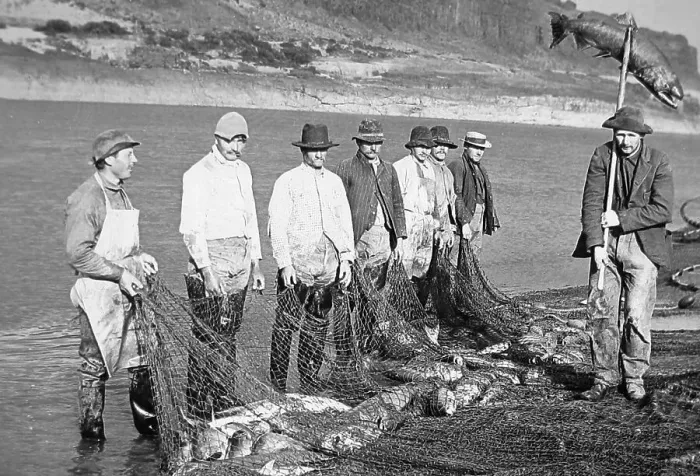 Framed Print : Salmon fishing Columbia River Oregon USA early 1900s