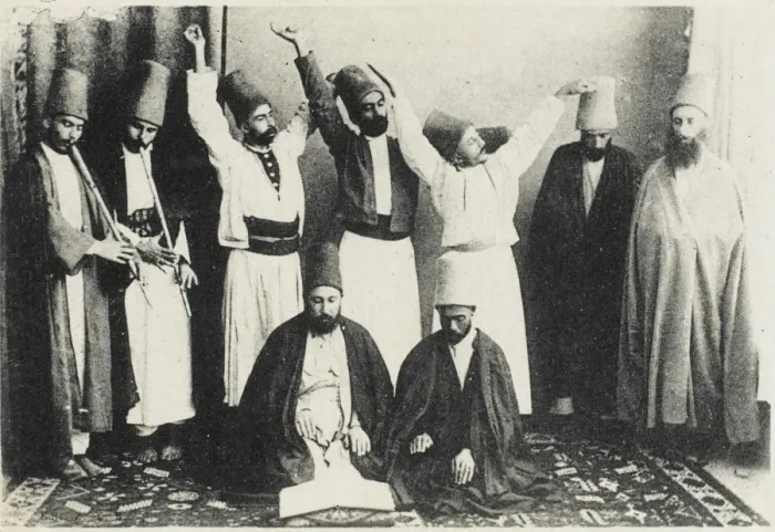 Framed Print : Salonica - Group of Whirling Dervishes with ney player Framed Print : Salonica - Group of Whirling Dervishes with ney player