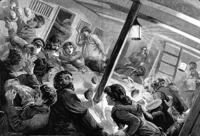 Framed Print : The Saloon of an Emigrant Ship during a storm, Bay of Biscay Framed Print : The Saloon of an Emigrant Ship during a storm, Bay of Biscay